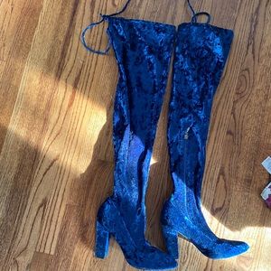 Over the knee royal blue boots